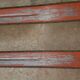 Old skis wooden and its pair of sticks