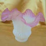 Tulipe en verre pressé blanc et rose