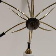 Vintage arlus sputnik chandelier 6 arms mid-century design, brass & opaline