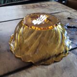 Amber glass bowl - vintage twisted design