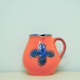 Vintage orange and blue flower west germany jug carstens