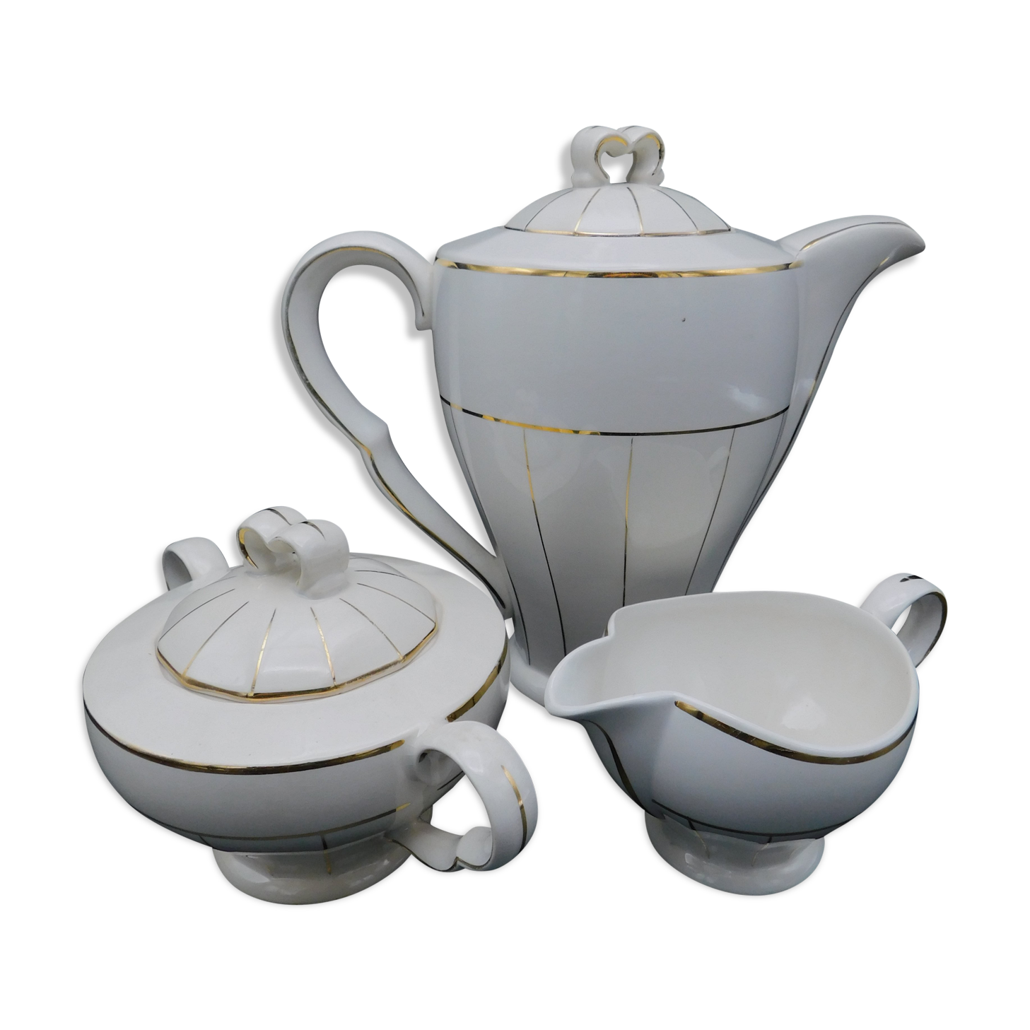 Céranord pourer, creamer and sugar bowl