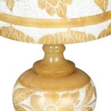 Alabaster Table Lamp with Floral Decorations from the 1980s