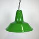 Industrial Italian Green Factory Hanging Lamp, 1970s