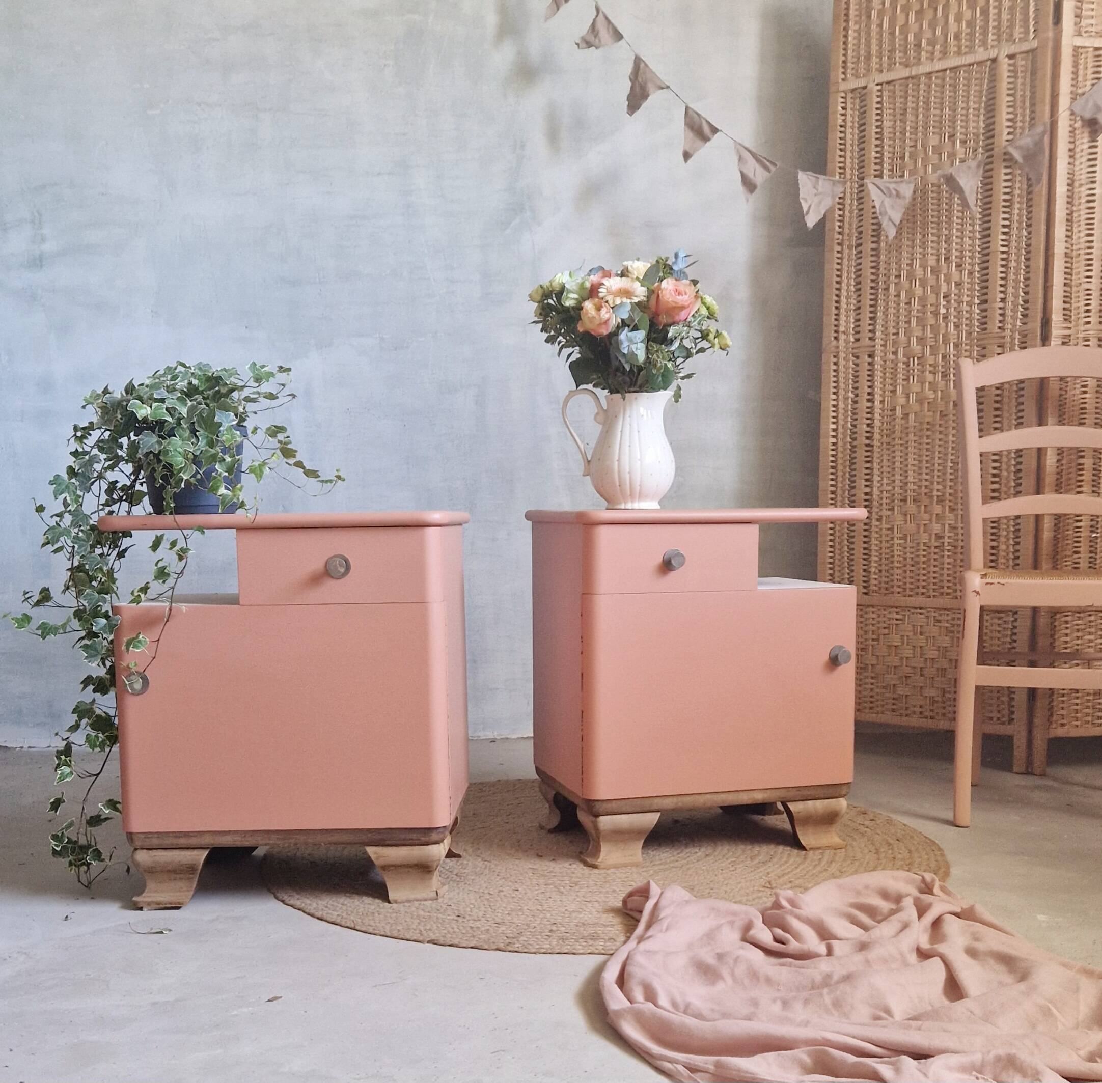 Pretty pair of art deco bedside tables