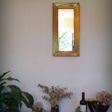 Miroir brutaliste en laiton par Jean Goardere, France, années 1970