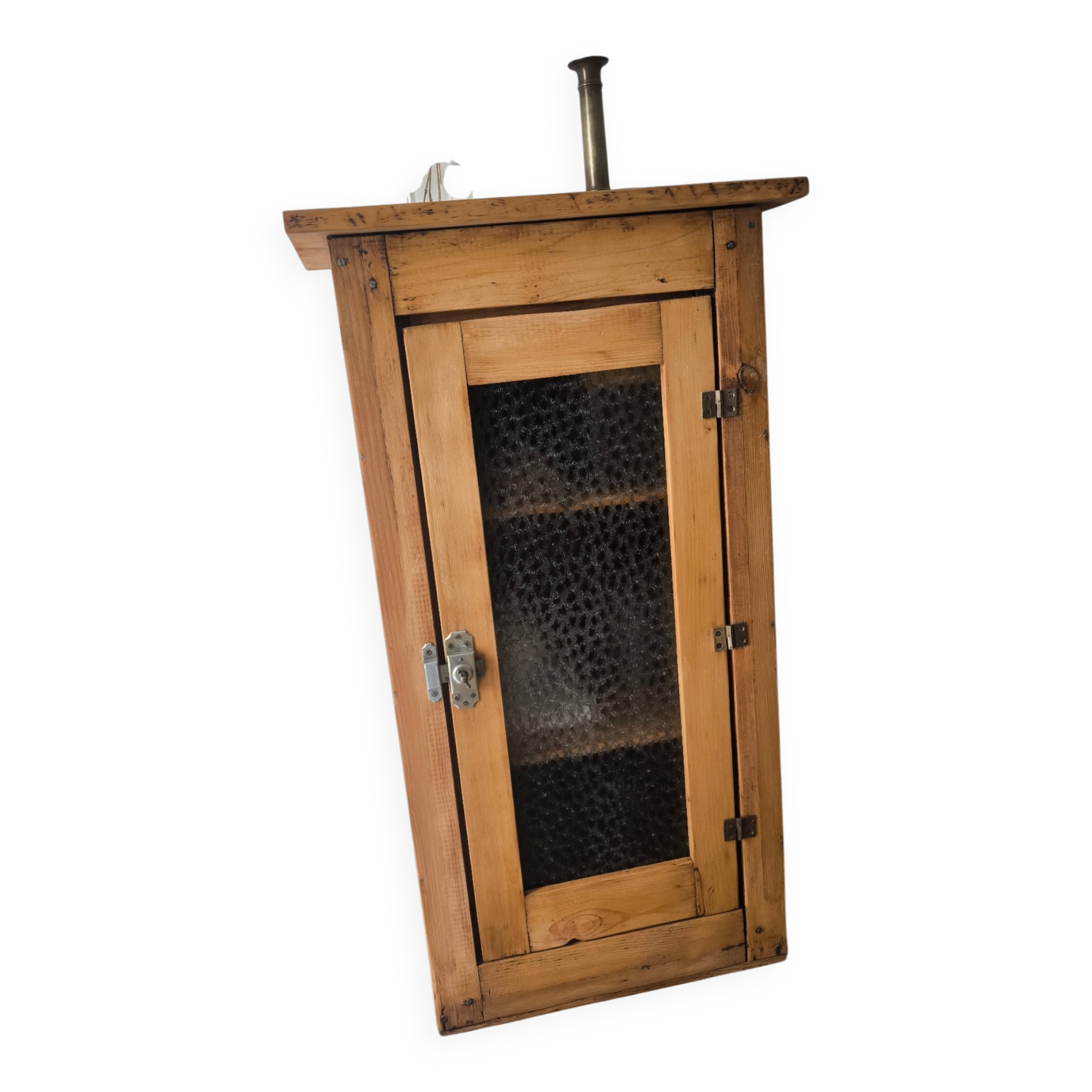 Antique pine and hammered glass confiturier - Renovated