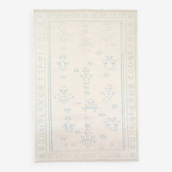 7x10 Blue & Beige Oushak Rug, 212x306Cm