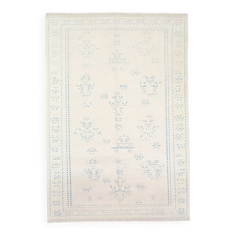 7x10 Blue & Beige Oushak Rug, 212x306Cm