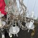 Antique crystal chandelier with 8 lights and drop pendants -