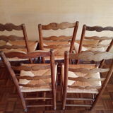 6 old straw chairs 19th