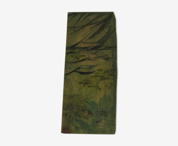 Gravure sur bois originale des années 1950 Bloc d’impression en bois sculpté par Pauline Jacobsen Woods