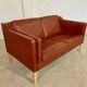 Vintage Danish mid-century Mogens Hansen 2 person cognac leather sofa