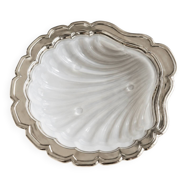 Beurrier vintage coquillage Made in France – verre moulé