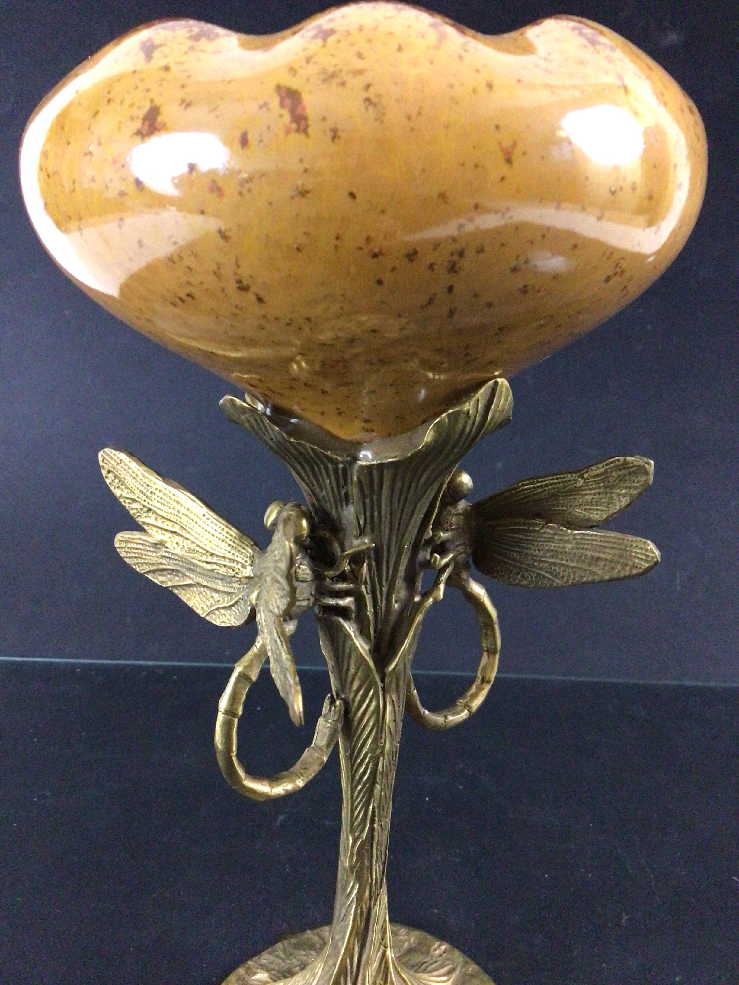 Art Nouveau Cup in Bronze & Porcelain