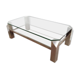 Chromed coffee table with glass tops and mirror