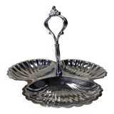 Stainless steel serving platter in the shape of seashells