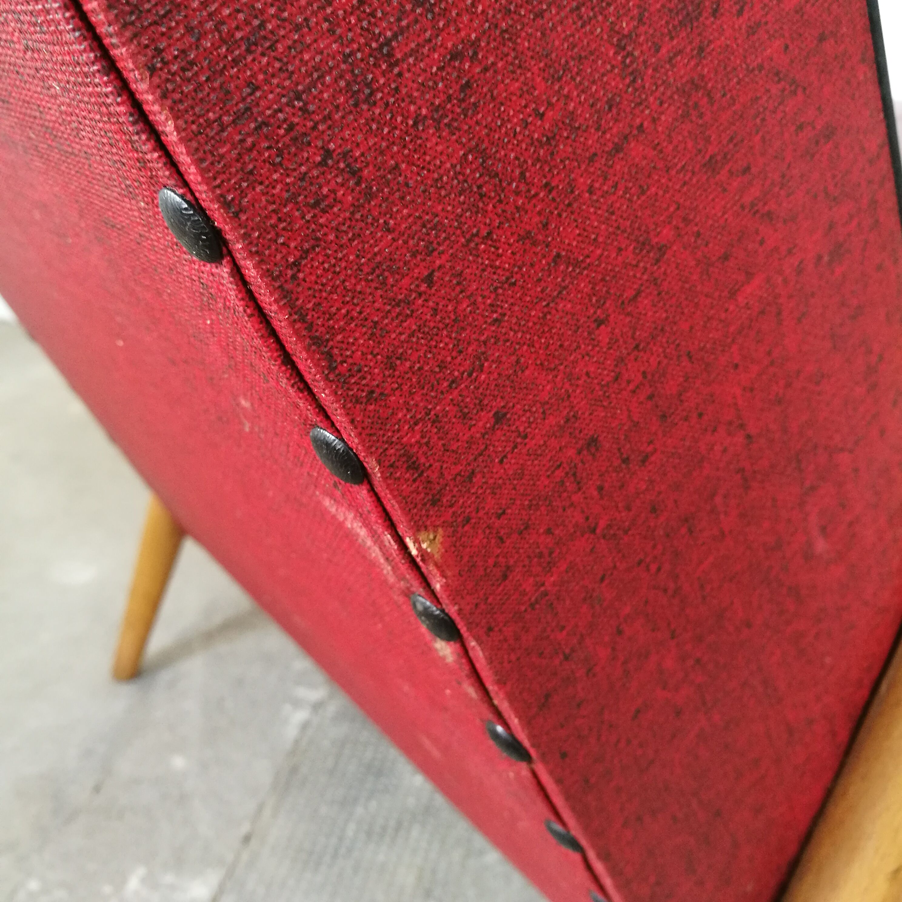 Vintage armchair base compass skaï red