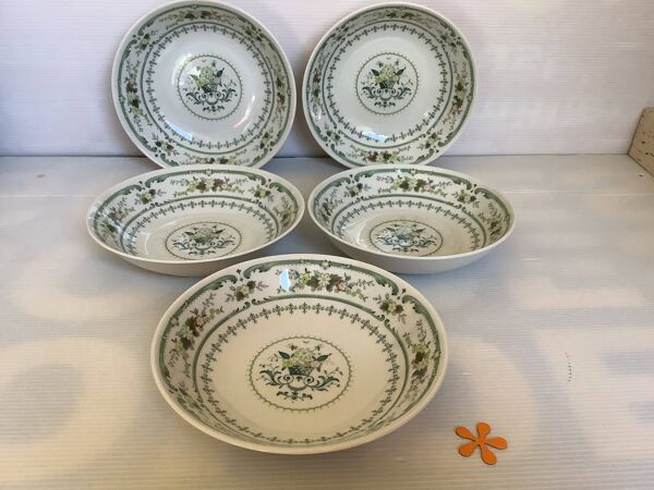 Cinq assiettes creuses coupelles provençal royal Doulton