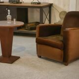 Guéridon en placage de sapelli art déco 1940’s