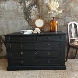 Black velvet empire chest of drawers