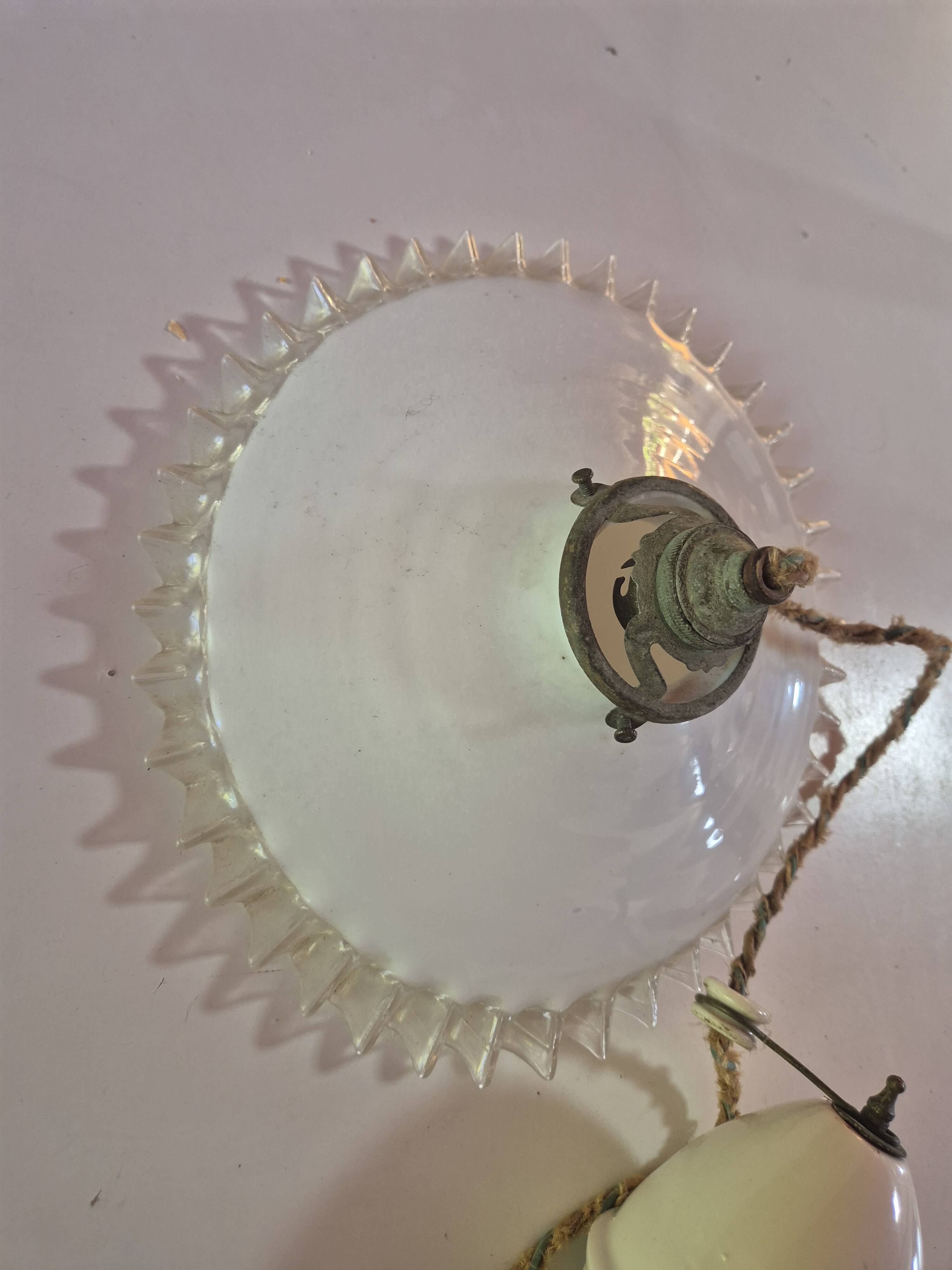 vintage white ceramic suspension complete with its electrical system