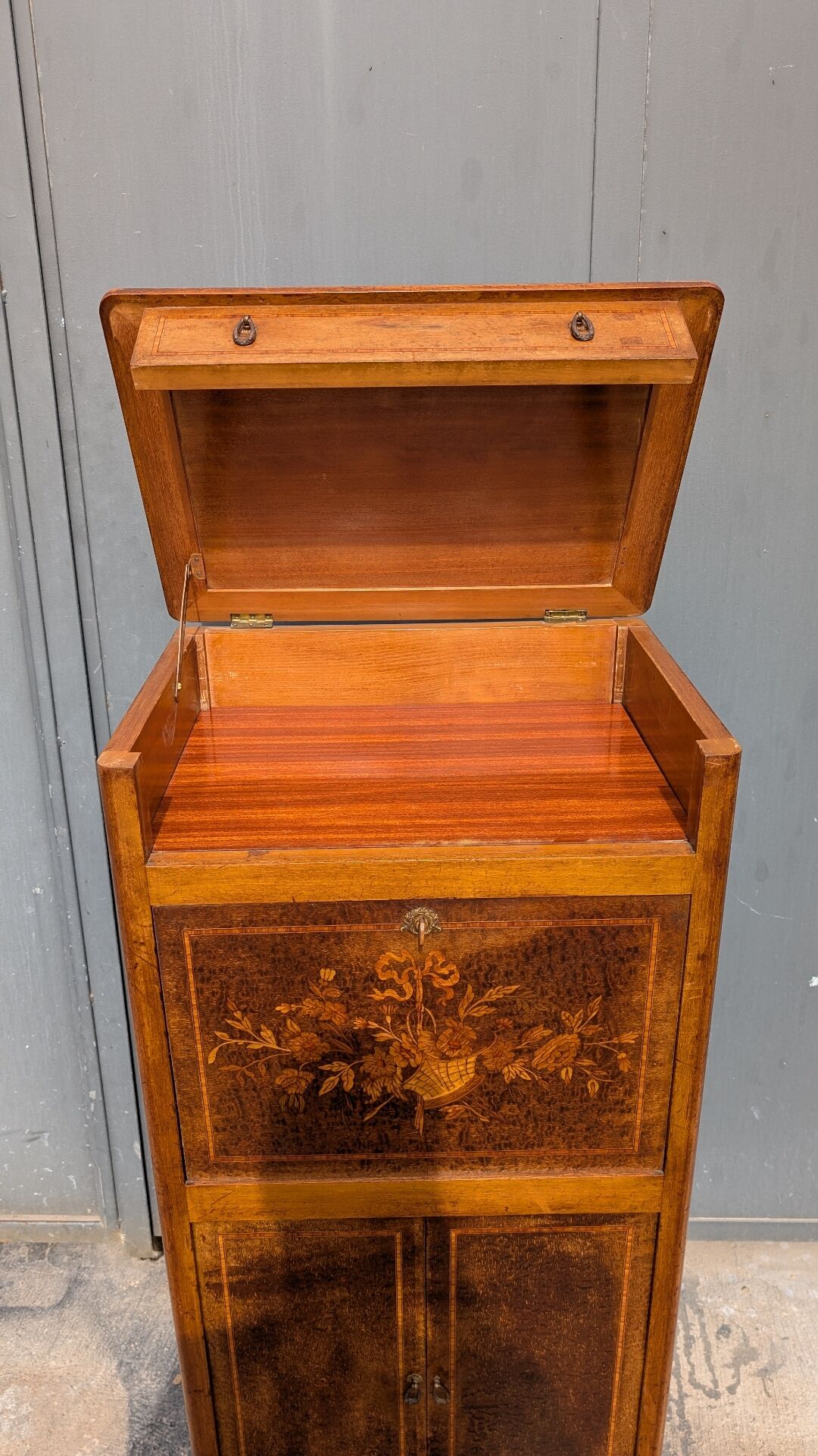 Antique marquetry secretary in Louis XVI style – late 19th / early 20th century