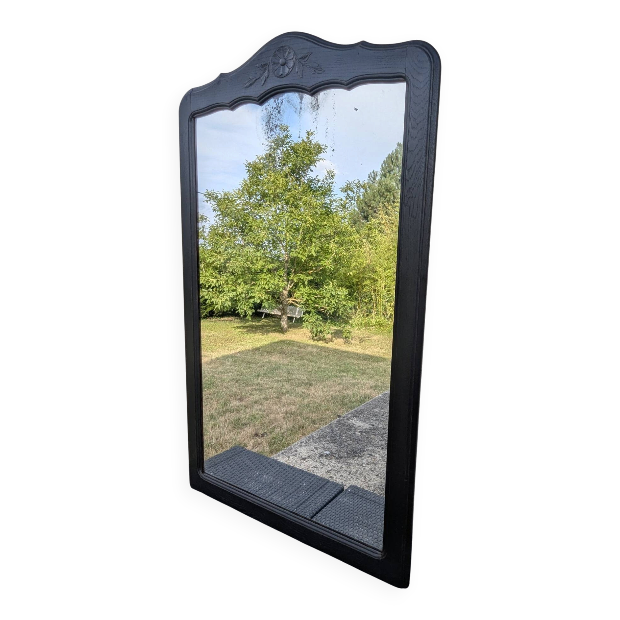 large fireplace mirror Trumeau 20th century oak patina
