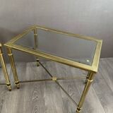 Paire de tables d’appoint en métal et verre, XXème siècle