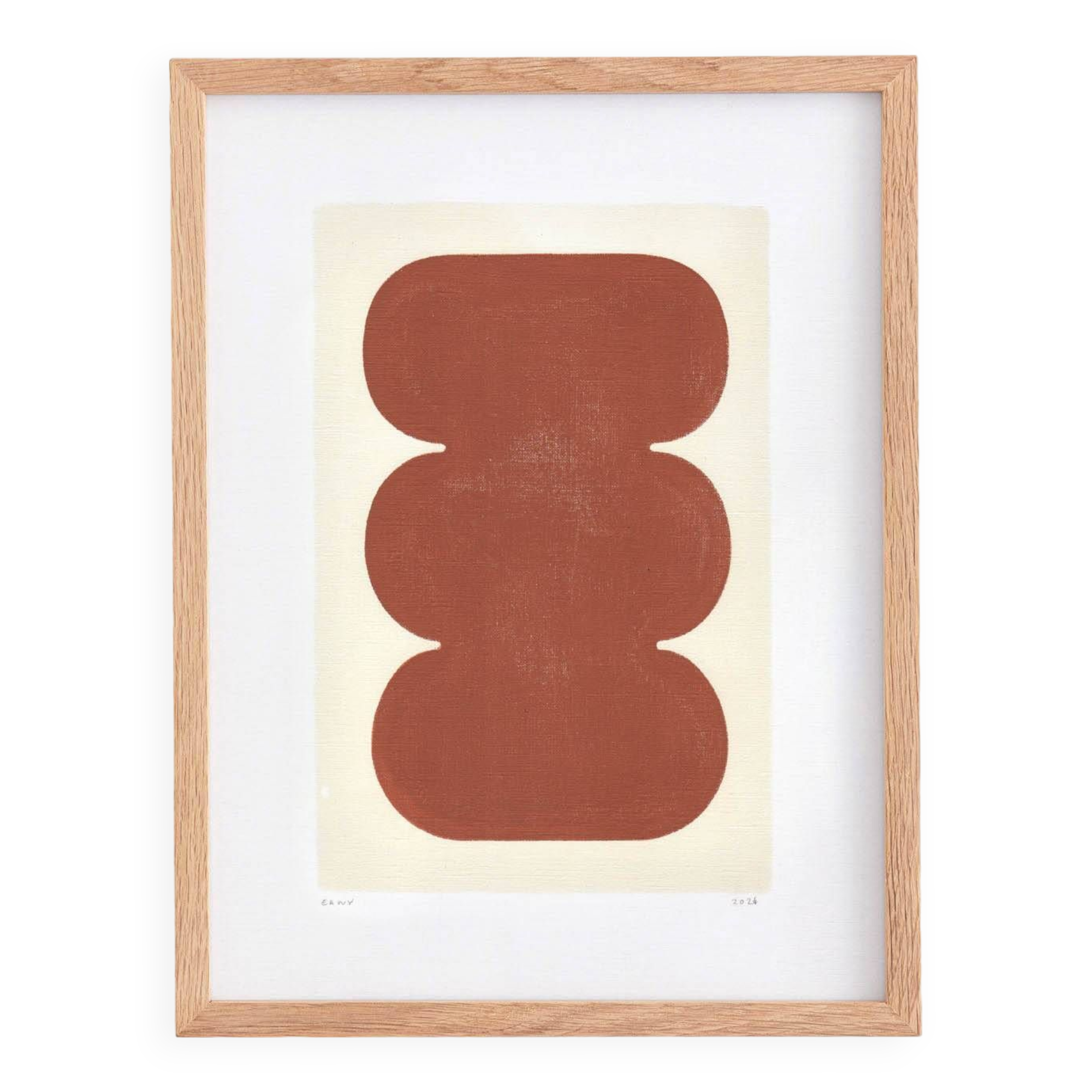 painting on paper - twist - light terracotta abstract illustration - signed eawy