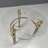 Table d'appoint vintage en laiton en forme de bouquetin ou d'antilope, années 1970