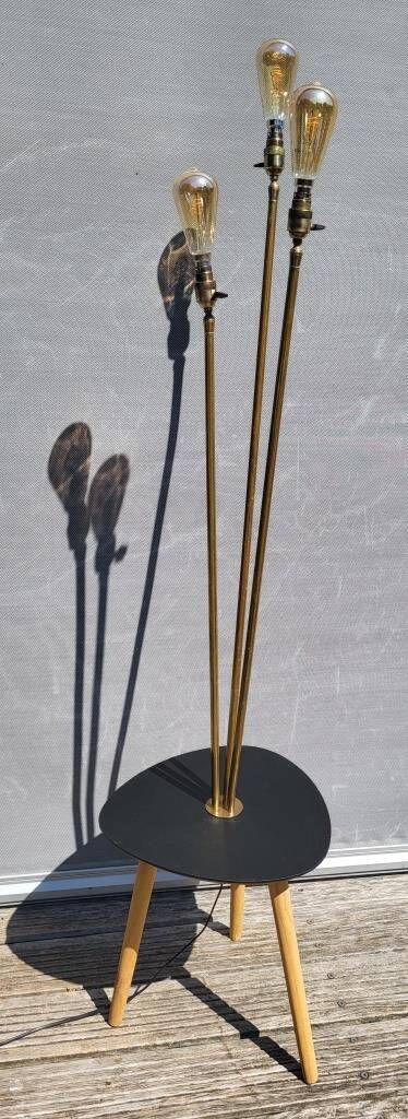 Three-light painter's table lamp in brass from the 1950s.