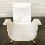 Vintage White Leather "Bucket Chair" by Fabricius and Kastholm for Kill international, set of 2.