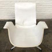 Vintage White Leather "Bucket Chair" by Fabricius and Kastholm for Kill international, set of 2.
