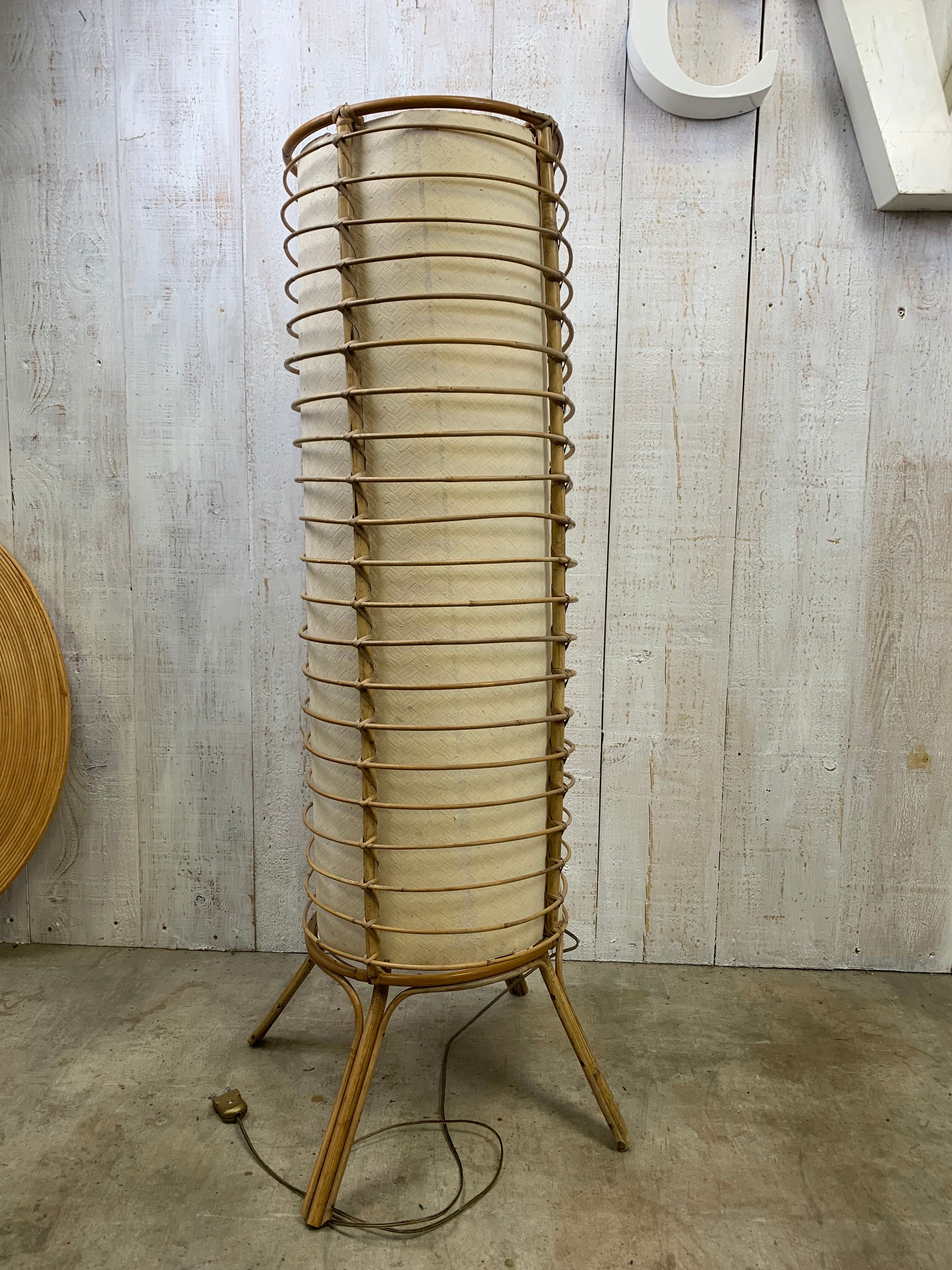 Vintage rattan floor lamp