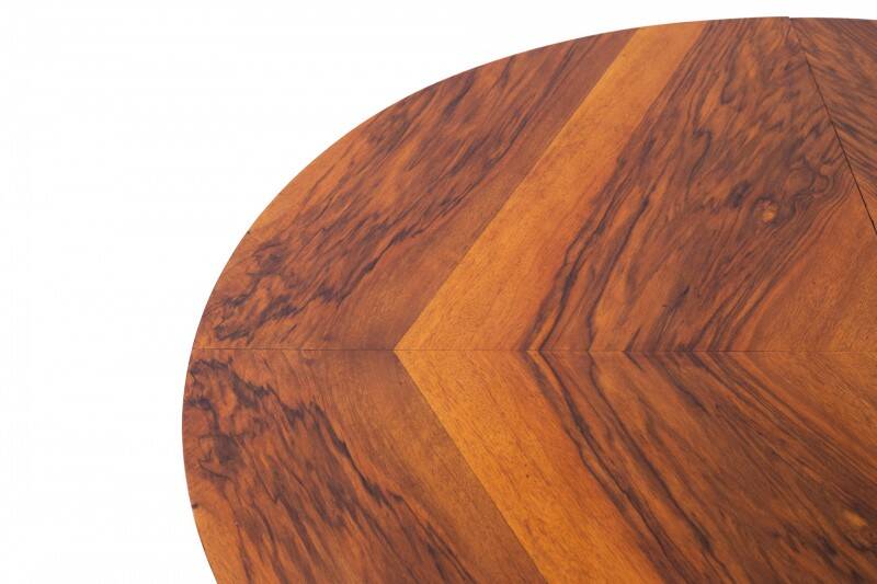 Oval Art Deco table from the 1940s, Poland. After renovation.