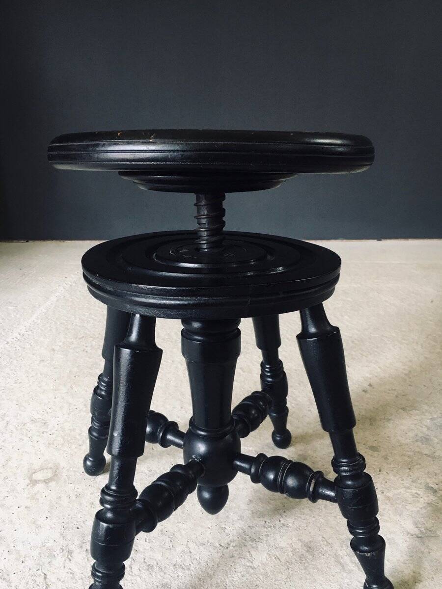 Early 20th Century Black Stained Piano Stool, 1890s