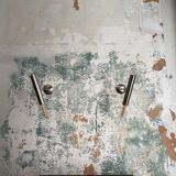Pair of brushed metal wall lamps 70s