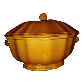 Covered vegetable dish Proceram Art Faience Provence ochre – 1970s Rare
