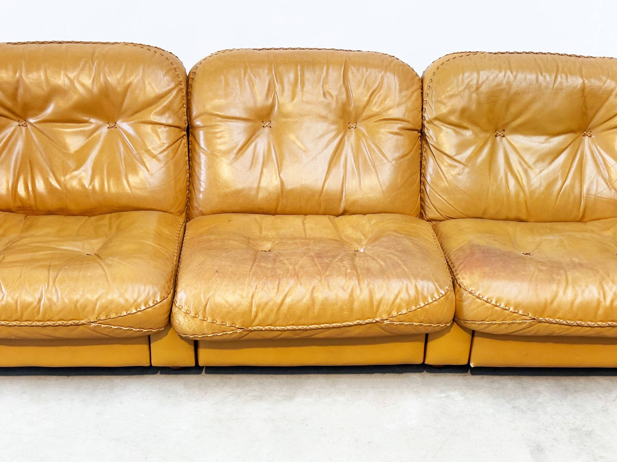 De Sede DS101 three-seater in cognac leather.