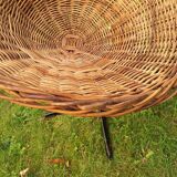 Rattan and iron swivel pod chair, 1960s