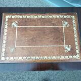 Pair of bedside tables side tables old leather top style louis xvi