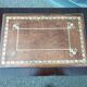 Pair of bedside tables side tables old leather top style louis xvi