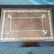 Pair of bedside tables side tables old leather top style louis xvi