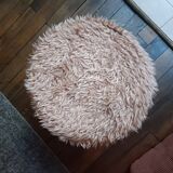Beige faux fur tripod stool