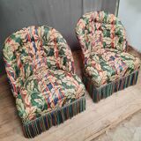 Pair of upholstered toad armchairs