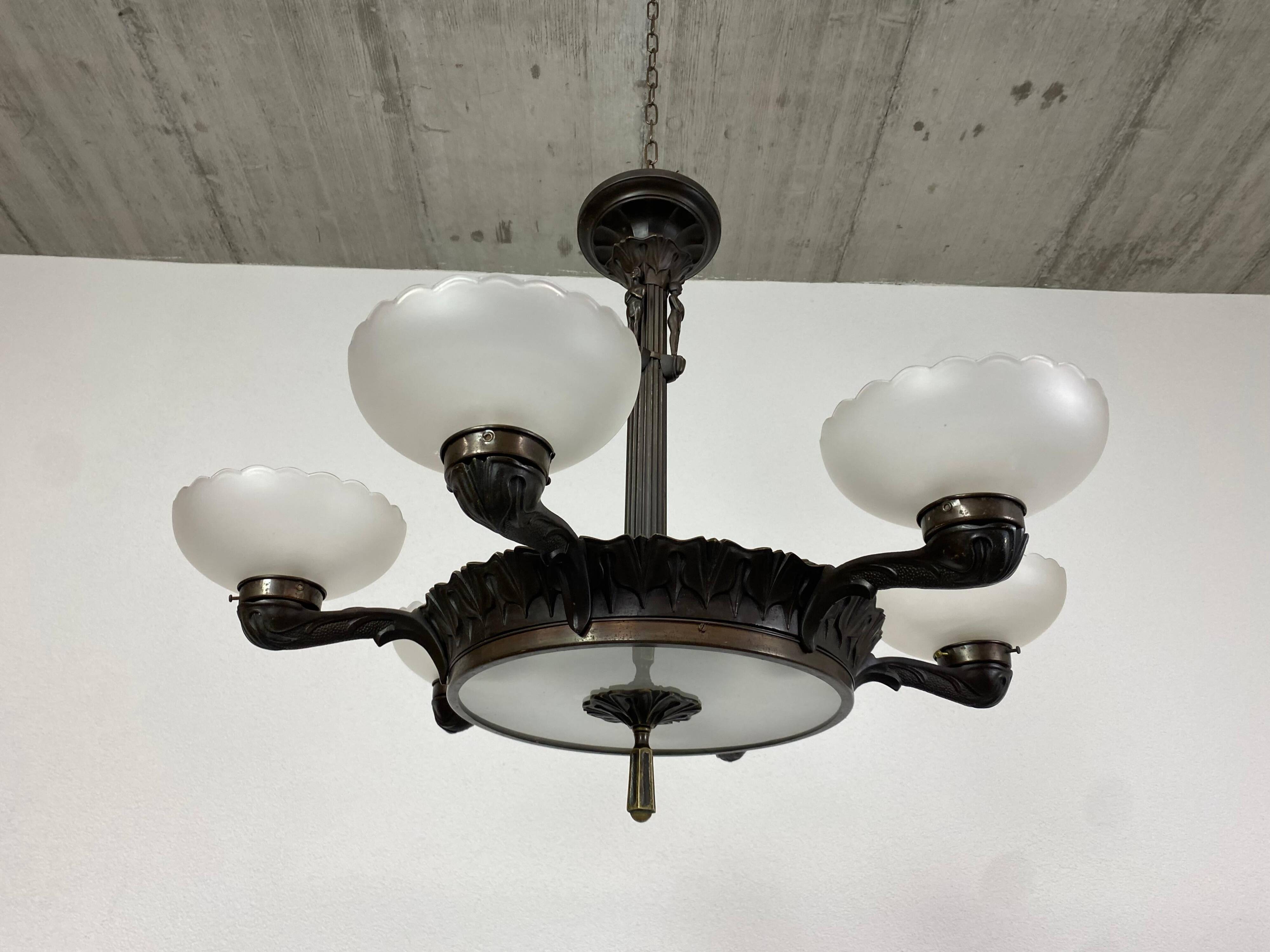 Bronze Secession chandelier