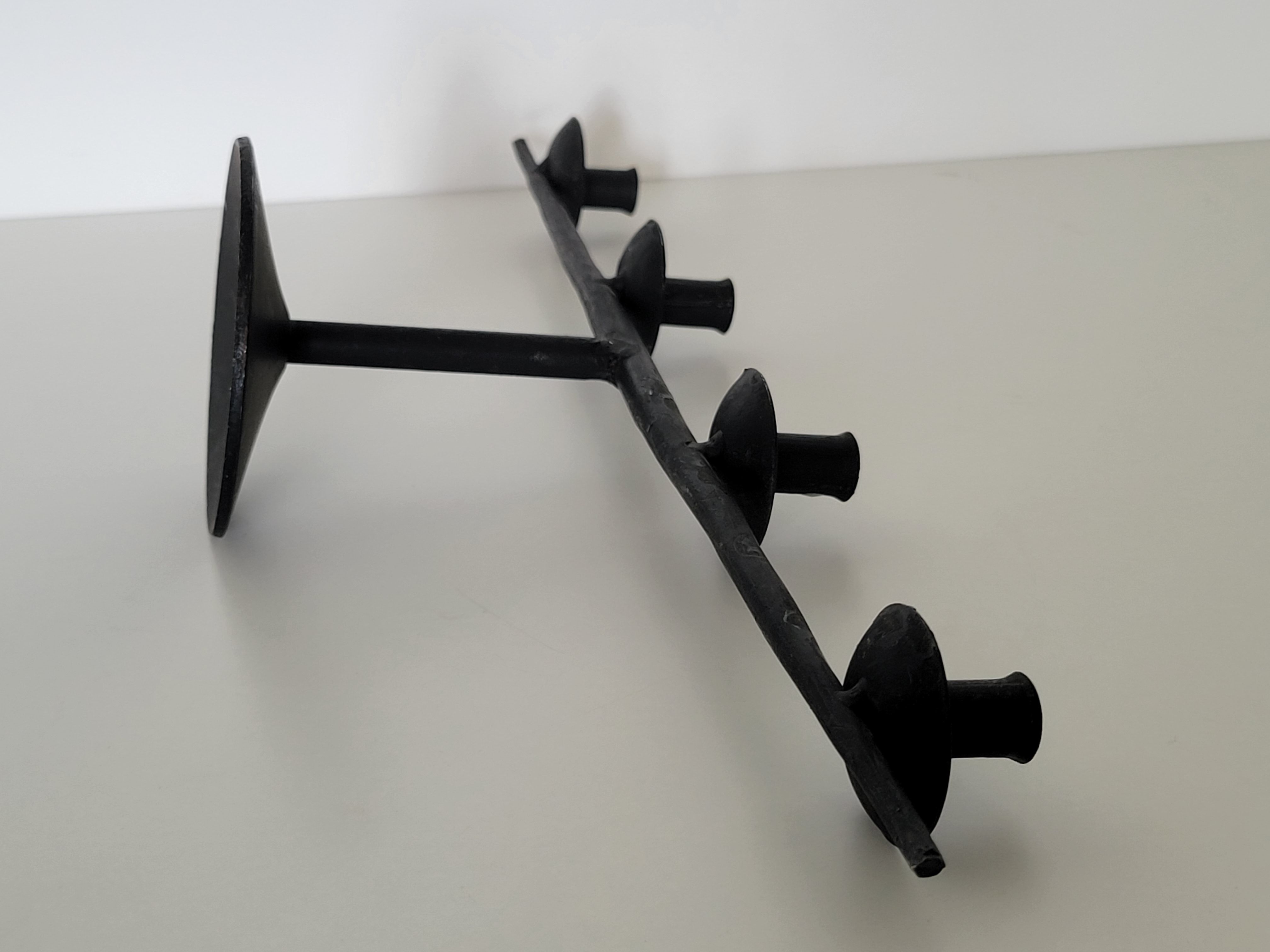 Brutalist candlestick candlestick with 4 metal branches