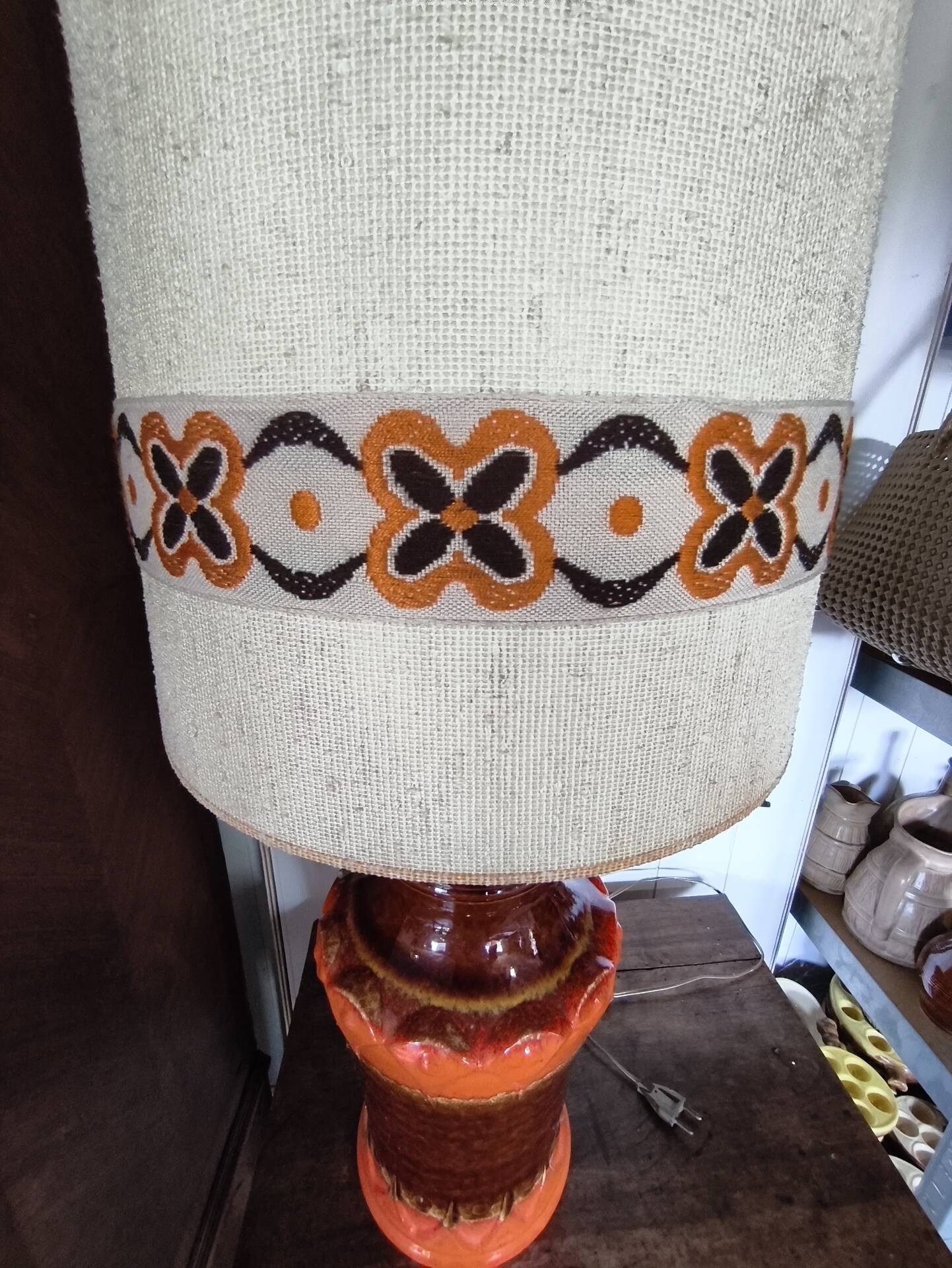 Lampadaire vintage 70 orange et marron style Fat Lava