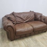Mid-Century, Chesterfield sofa, natural leather